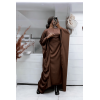 Abaya satiné choco over-size (36-52) avec élastique intérieur pour un effet ajusté   - 1