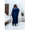 Abaya satiné marine over-size (36-52) avec élastique intérieur pour un effet ajusté   - 3