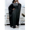 Abaya satiné noir over-size (36-52) avec élastique intérieur pour un effet ajusté   - 1