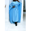 Abaya 2 en 1 turquoise avec cape intégré et ceinture pour ajusté la taille  - 1