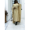 Abaya 2 en 1 beige avec cape intégré et ceinture pour ajusté la taille  - 3