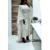 Abaya 2 en 1 blanche avec cape intégré et ceinture pour ajusté la taille  - 1