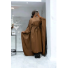 Abaya 2 en 1 choco avec cape intégré et ceinture pour ajusté la taille  - 2