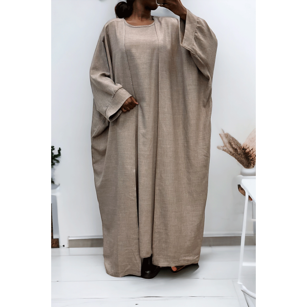 Abaya 2 pièces robe et kimono en gris - 3