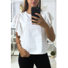 Blouse blanche avec manches volante en tulle - 1