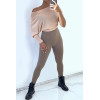 Leggings minceur taupe molletonné à l'intérieur. Leggings indispensable pour l'hiver. 15-501 - 4