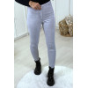 Jeans slim gris clair taille haute - 3