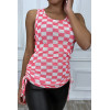 Debardeur Fuchsia a damier blanc - 2