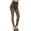 Leggings minceur noir style jeans taille haute et effet lien croisé. Effet Push-Up - 7