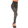 Leggings minceur noir style jeans taille haute et effet lien croisé. Effet Push-Up - 8