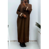 Abaya 2 pièces robe et kimono chocolat très class - 1