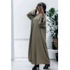 Abaya 2 pièces robe et kimono taupe très class - 2