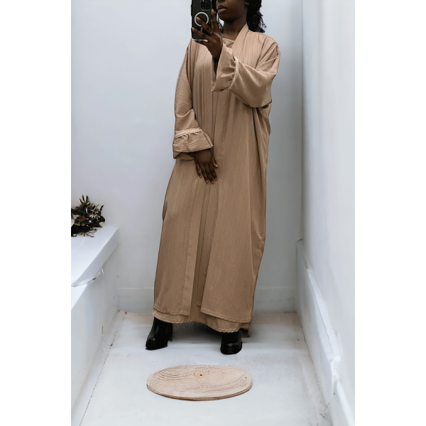 Abaya 2 pièces robe et kimono camel très class - 1