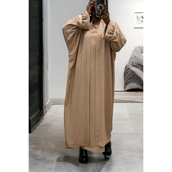 Abaya 2 pièces robe et kimono camel très class - 2