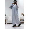 Abaya 2 pièces robe et kimono gris très class - 3