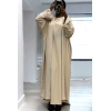 Abaya 2 pièces robe et kimono beige très class - 3