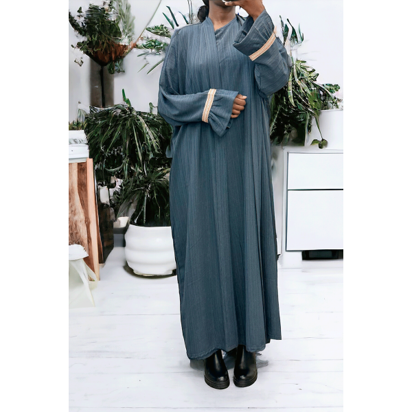 Abaya 2 pièces robe et kimono anthracite très class - 3