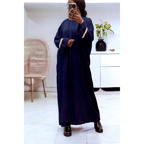 Abaya 2 pièces robe et kimono marine très class - 3