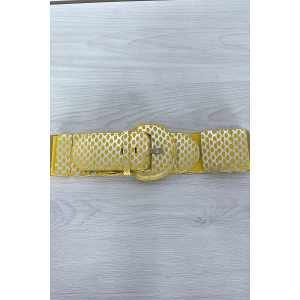 Ceinture jaune élastique à empiècement rectangulaire - 3