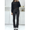 Pantalon patte d'eph en simili noir - 1