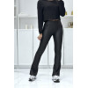 Pantalon patte d'eph en simili noir - 3