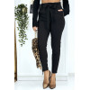 Pantalon cigarette noir avec poches et ceinture - 1