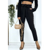 Pantalon cigarette noir avec poches et ceinture - 2