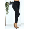 Pantalon cigarette noir avec poches et ceinture - 4