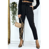 Pantalon cigarette noir avec poches et ceinture - 6