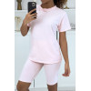 Ensemble T-shirt et cycliste rose avec ceinture - 3