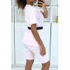 Ensemble T-shirt et cycliste rose avec ceinture - 4