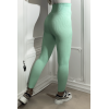 Legging vert en maille côtelé très extensible - 1