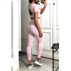 Ensemble legging et top sport rose en matière gênante - 1