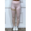 Legging rose avec taches et bandes dorées - 1