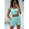 Ensemble 3 pièces vert d'eau sweat top et short - 5