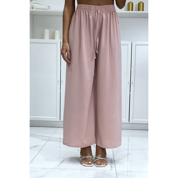 Pantalon palazzo uni rose très tendance - 2