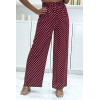 Pantalon palazzo rouge en coton avec petit pois - 2