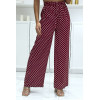 Pantalon palazzo rouge en coton avec petit pois - 3