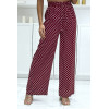 Pantalon palazzo rouge en coton avec petit pois - 4