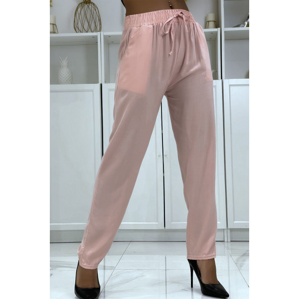 Pantalon fluide rose coupe carotte B-40 - 2