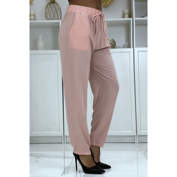 Pantalon fluide rose coupe carotte B-40 - 3