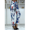 Pantalon fluide blanc à motif floral B-5 - 2