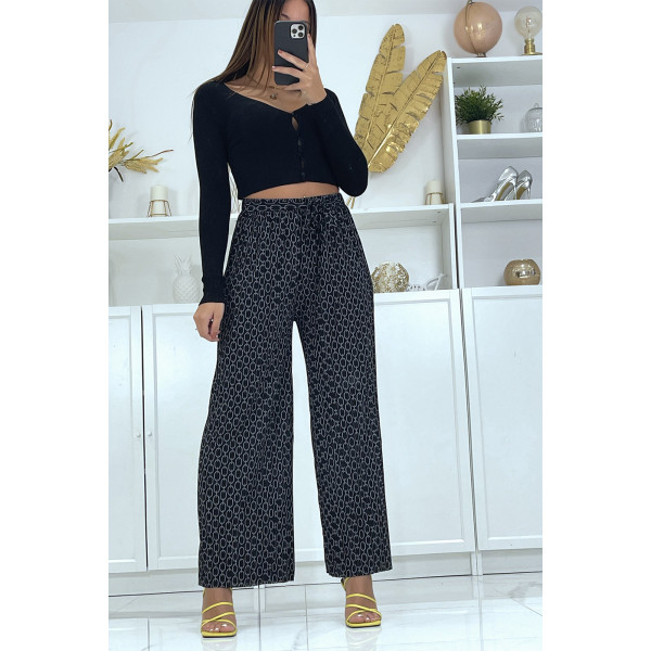 Pantalon palazzo noir avec motif - 6