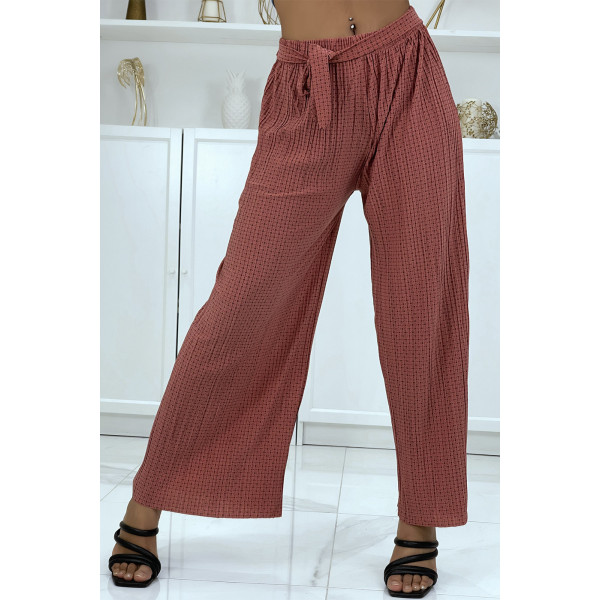 Pantalon imprimé fluide corail - 1