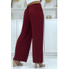 Pantalon palazzo plissé bordeaux avec joli motif - 4