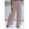 Pantalon palazzo rose en coton uni - 3