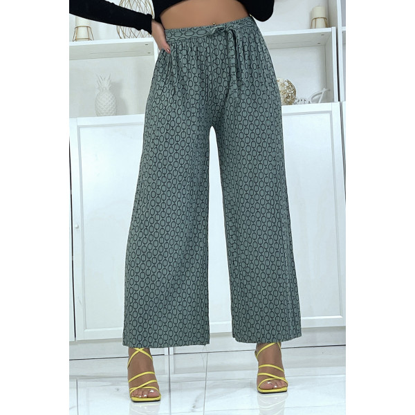 Pantalon palazzo vert avec motif - 6