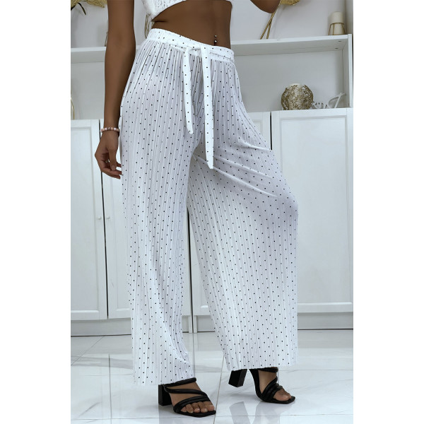 Pantalon plissé fluide blanc à poids - 3