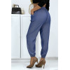 Pantalon cargo effet jean bleu royal - 4