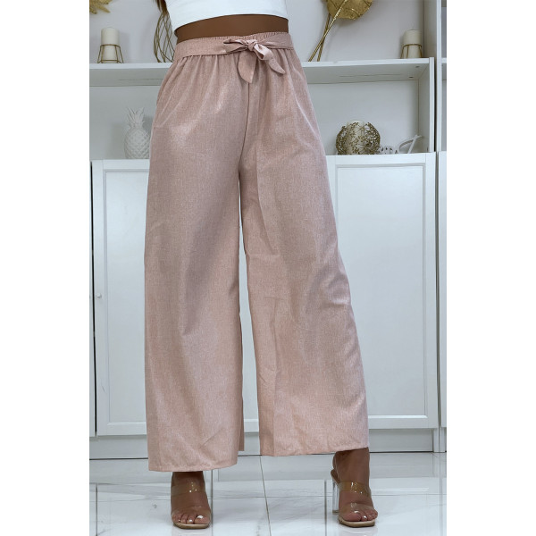 Pantalon palazzo dans une jolie matière rose chiné - 3